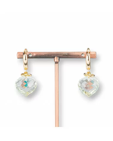 Orecchini A Perno Di Bronzo Con Cabochon Goccia Di Cristallo 17x34mm Dorato Bianco Crystal-ORECCHINI HOT PICKS | Worldofjewel.com