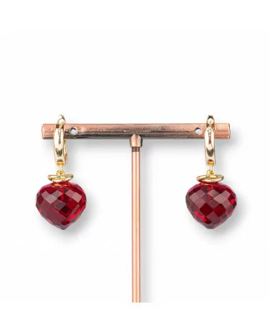 Orecchini A Perno Di Bronzo Con Cabochon Goccia Di Cristallo 17x34mm Rosso Ruby-BRONZO CRYSTAL | Worldofjewel.com