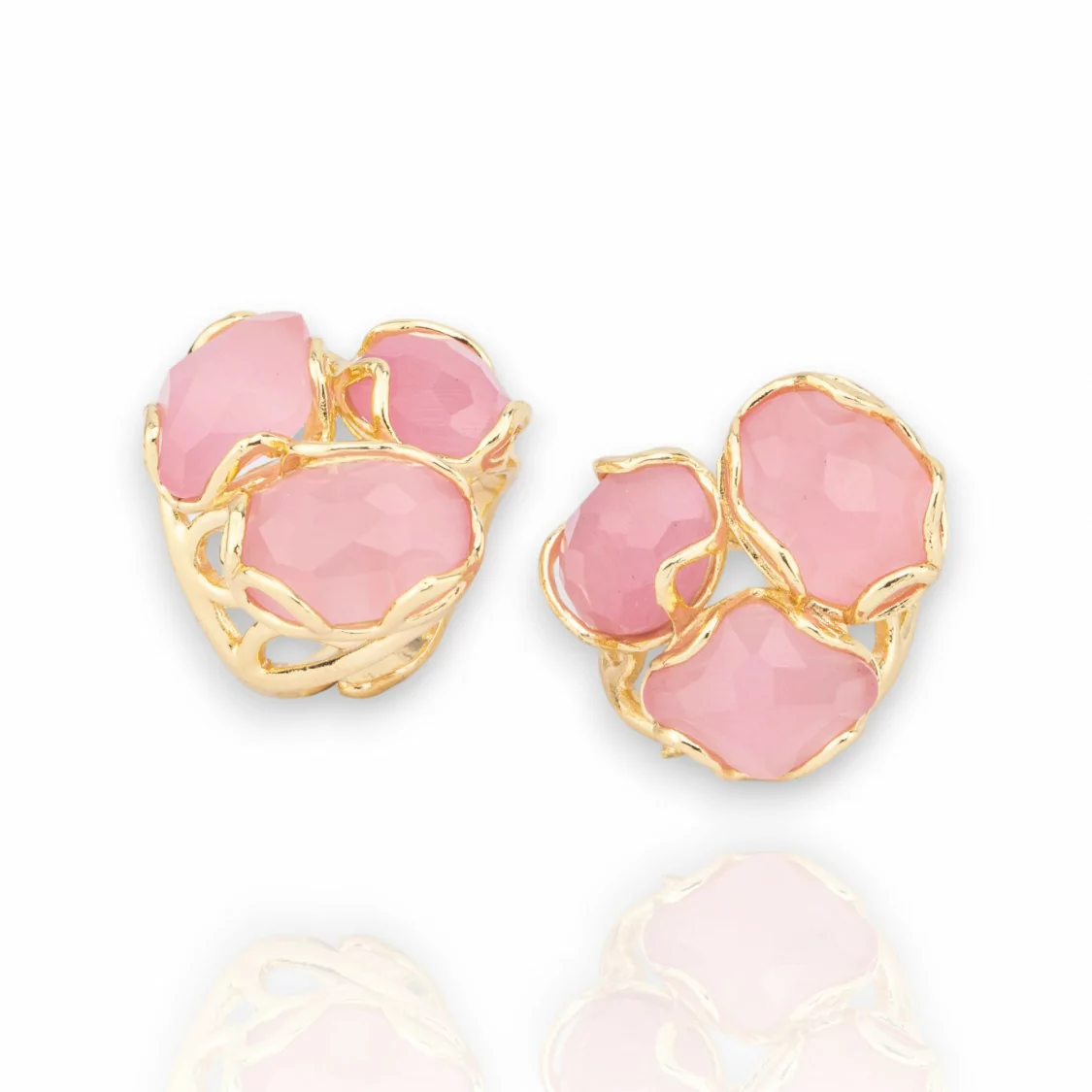 Anello Di Bronzo Collezione AURORA 25x27mm Con Occhio Di Gatto Misura Regolabile Dorato Rosa-ANELLI BRONZO E OCCHIO DI GATTO | Worldofjewel.com