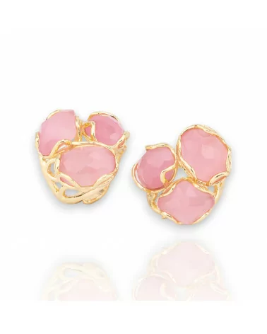 Anello Di Bronzo Collezione AURORA 25x27mm Con Occhio Di Gatto Misura Regolabile Dorato Rosa-ANELLI BRONZO E OCCHIO DI GATTO | Worldofjewel.com