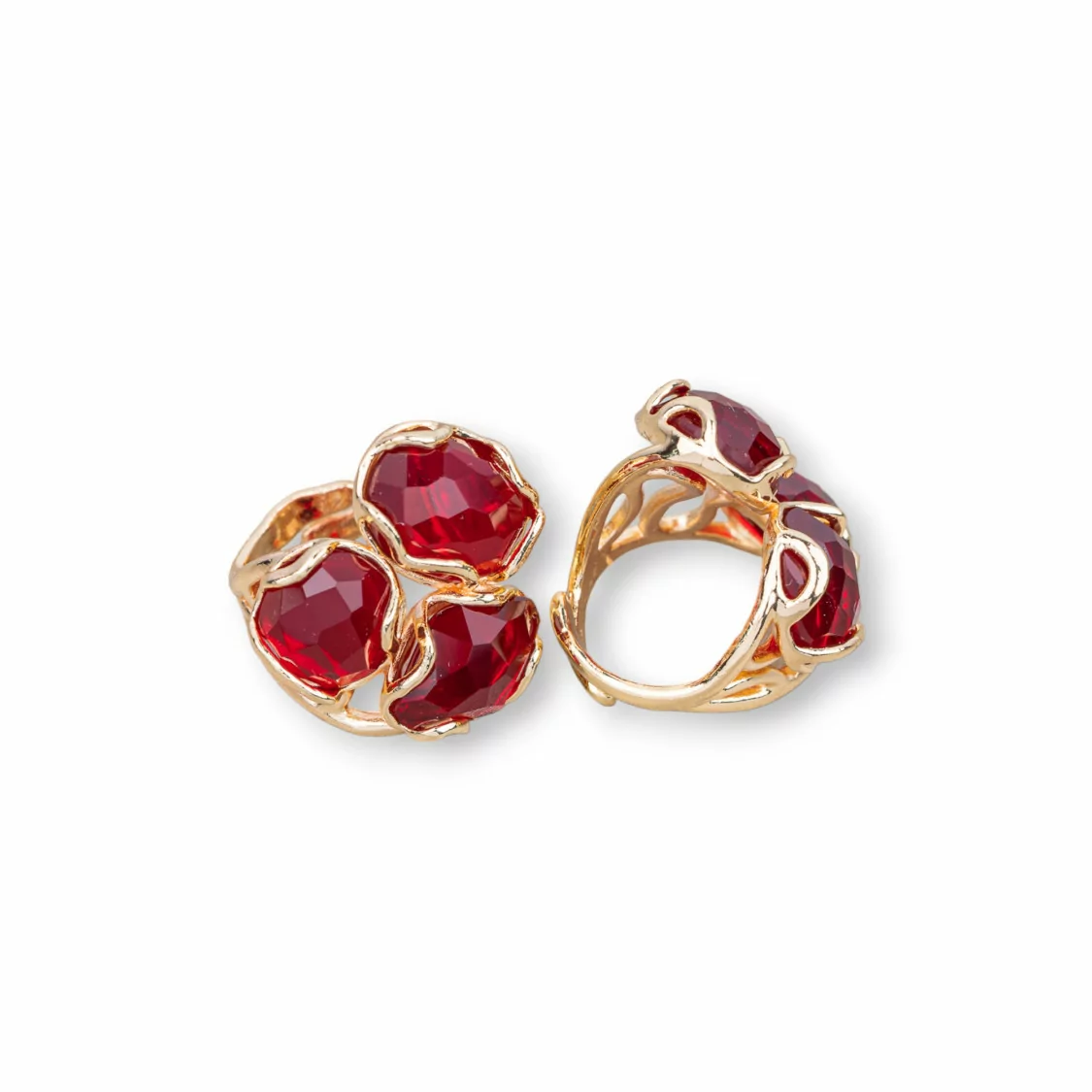 Anello Di Bronzo Collezione AURORA 25x27mm Con Occhio Di Gatto Misura Regolabile Dorato Rosso Ruby-ANELLI BRONZO CON PIETRE INCASTONATE | Worldofjewel.com