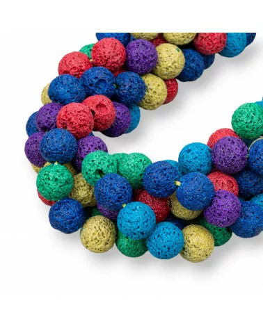 Pietra Lavica Multicolor Tondo Liscio 12mm-MULTICOLOR | Worldofjewel.com