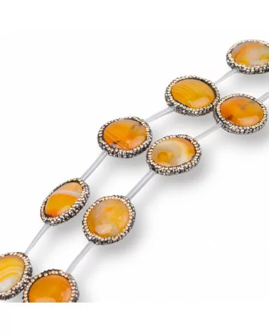 Perline a Filo Di Marcasite Strass Agata Arancio Striata Tondo Piatto 22mm 10pz-PERLINE CON MARCASITE STRASS | Worldofjewel.com