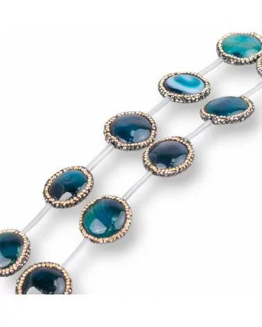 Perline a Filo Di Marcasite Strass Agata Blu Striata Tondo Piatto 22mm 10pz-PERLINE CON MARCASITE STRASS | Worldofjewel.com