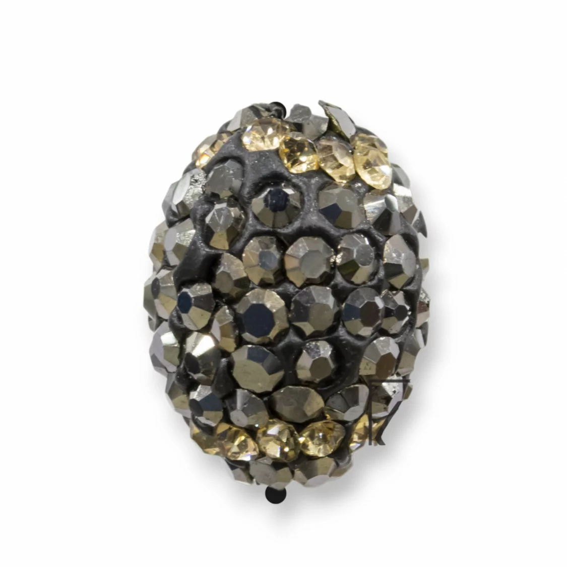 Perline a Filo Di Marcasite Strass Barilotto 10x12mm 16pz Nero + Oro-PERLINE CON MARCASITE STRASS | Worldofjewel.com