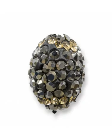 Perline a Filo Di Marcasite Strass Barilotto 10x12mm 16pz Nero + Oro-PERLINE CON MARCASITE STRASS | Worldofjewel.com