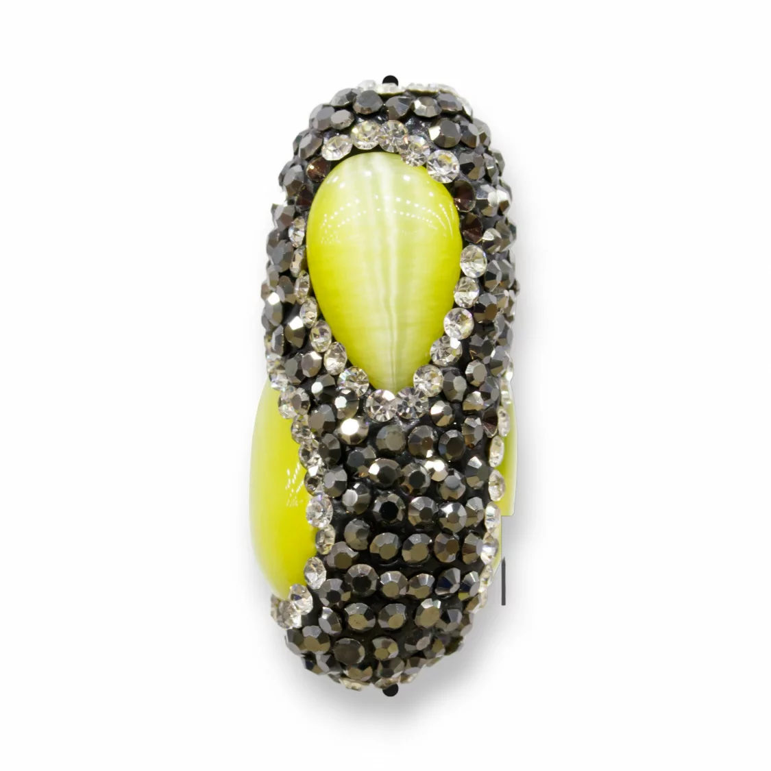 Perline a Filo Di Marcasite Strass Barilotto Occhio Di Gatto 12x30mm 8pz Giallo-PERLINE CON MARCASITE STRASS | Worldofjewel.com