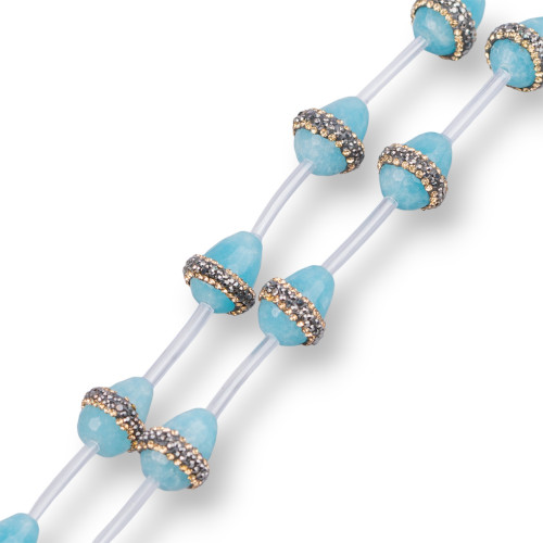 Μαρκασίτες Rhinestone Strand Beads with Angelite Drops Briolette Faceted 14x16mm 11τμχ