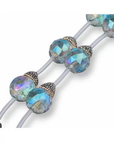 Perline a Filo Di Marcasite Strass Con Cristalli Gocce Briolette Sfaccettate 19x25mm 8pz Arcobaleno-PERLINE CON MARCASITE STRASS | Worldofjewel.com