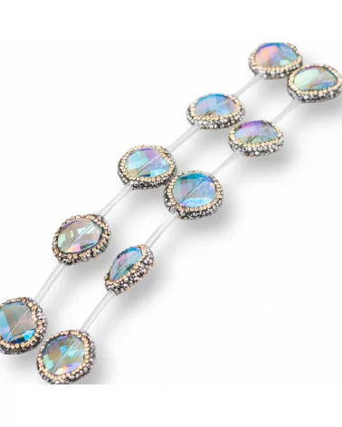 Perline a Filo Di Marcasite Strass con Cristalli Tondo Piatto Sfaccettato 18mm 10pz Arcobaleno-PERLINE CON MARCASITE STRASS | Worldofjewel.com