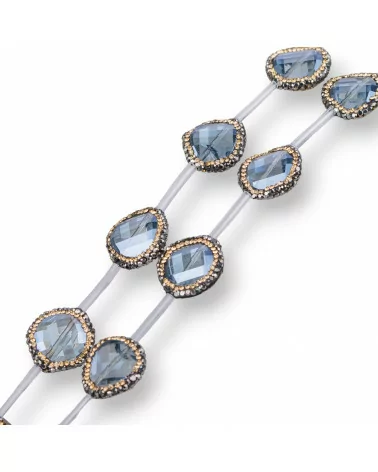 Perline a Filo Di Marcasite Strass con Cristalli Tondo Piatto Sfaccettato 18mm 10pz Azzurro AB-PERLINE CON MARCASITE STRASS | Worldofjewel.com