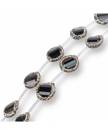 Perline a Filo Di Marcasite Strass con Cristalli Tondo Piatto Sfaccettato 18mm 10pz Jet Black Nero-PERLINE CON MARCASITE STRASS | Worldofjewel.com