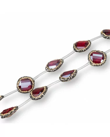 Perline a Filo Di Marcasite Strass con Cristalli Tondo Piatto Sfaccettato 18mm 10pz Rosso Ruby AB-PERLINE CON MARCASITE STRASS | Worldofjewel.com