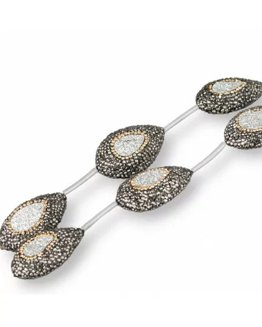 Perline a Filo Di Marcasite Strass Con Druzi Bianco E Madreperla Goccia Piatta 23x32mm 5pz-PERLINE CON MARCASITE STRASS | Worldofjewel.com