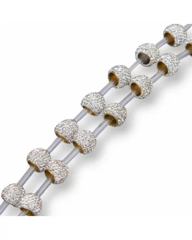 Perline a Filo Di Marcasite Strass Coppette Cupole 10-11mm 16pz Bianco-PERLINE CON MARCASITE STRASS | Worldofjewel.com