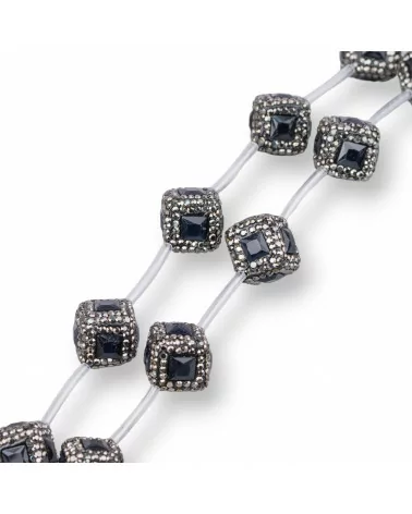 Perline a Filo Di Marcasite Strass Cubo Con Pietre 16mm 10pz Nero-PERLINE CON MARCASITE STRASS | Worldofjewel.com