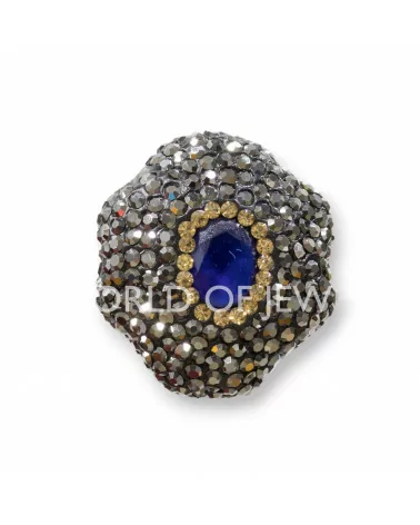 Perline a Filo Di Marcasite Strass Esagono 25mm 8pz Nero Con Pietra Blu-PERLINE CON MARCASITE STRASS | Worldofjewel.com