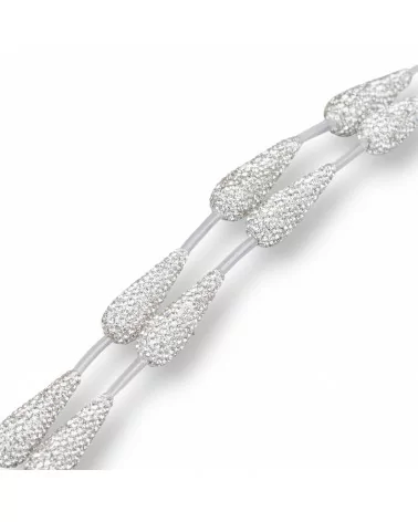 Perline a Filo Di Marcasite Strass Gocce 10x28mm 9pz Bianco-PERLINE CON MARCASITE STRASS | Worldofjewel.com