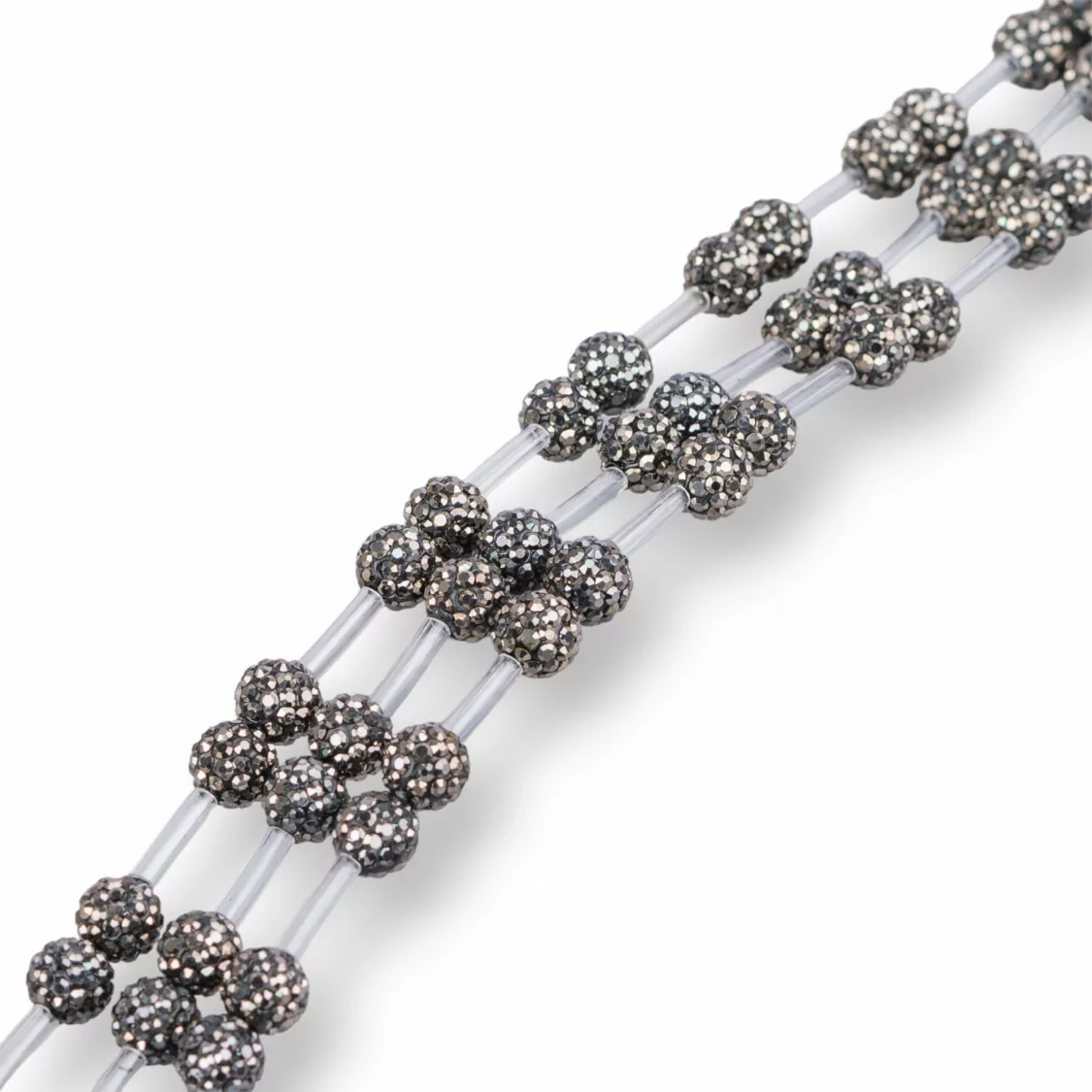 Perline a Filo Di Marcasite Strass Pallina Tonda 10mm 18pz Nero-PERLINE CON MARCASITE STRASS | Worldofjewel.com