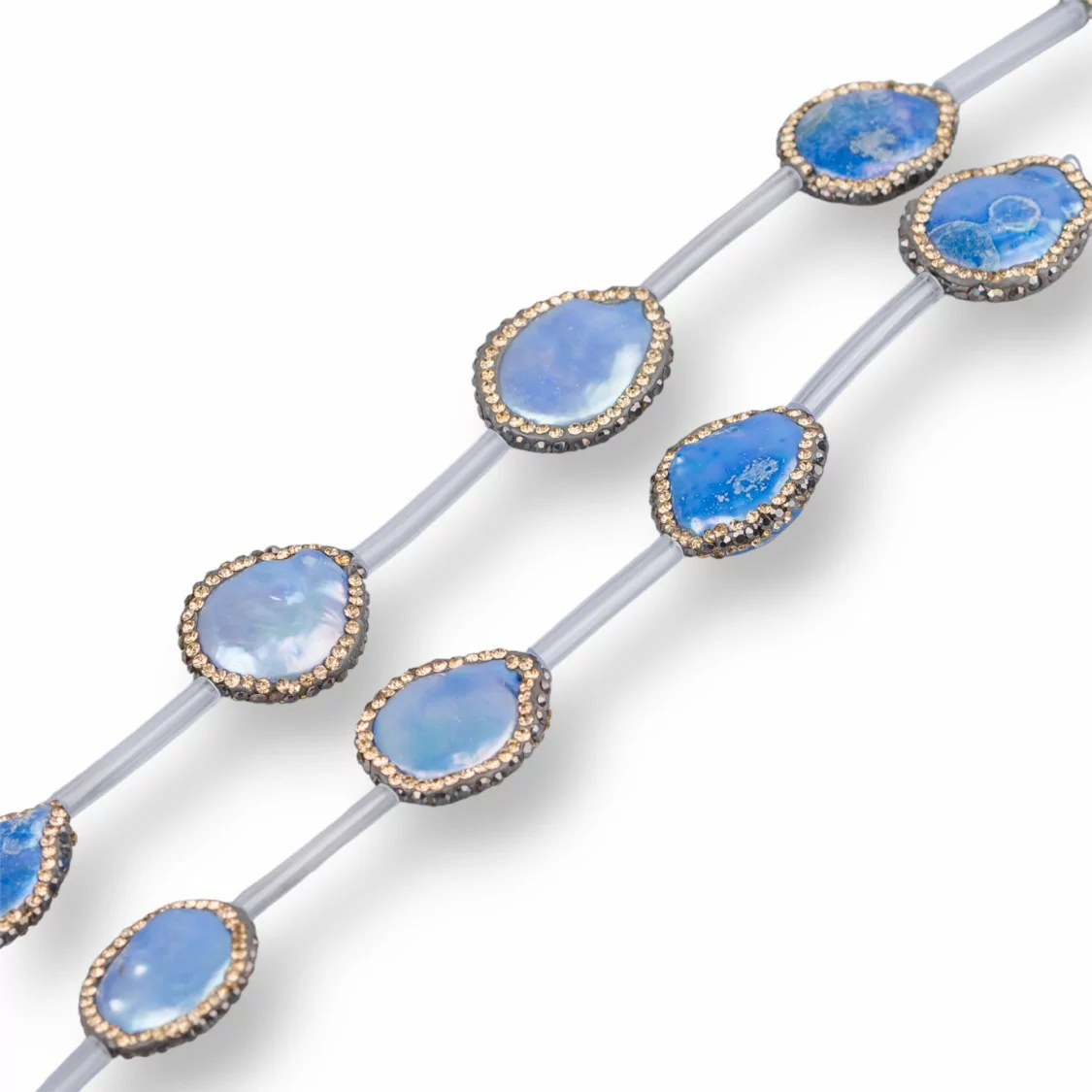 Perline a Filo Di Marcasite Strass Perle Di Fiume Blu Coin 16mm 10pz-PERLINE CON MARCASITE STRASS | Worldofjewel.com