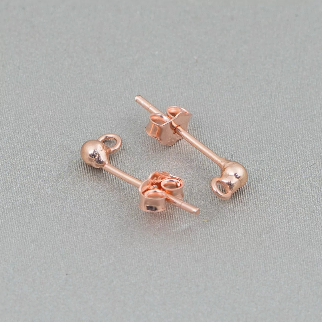 Base Per Orecchini Di Argento 925 Perno Con Pallina 3mm 15 Paia Completo Di Farfalline Oro Rosa-BASI DI ARGENTO 925 | Worldofjewel.com