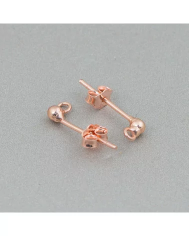 Base Per Orecchini Di Argento 925 Perno Con Pallina 3mm 15 Paia Completo Di Farfalline Oro Rosa-BASI DI ARGENTO 925 | Worldofjewel.com