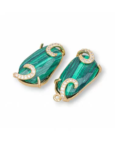 Connettore Componente Di Bronzo Con Occhio Di Gatto 13x26mm 6pz Pasta Di Malachite- STELLA DEL MATTINO | Worldofjewel.com