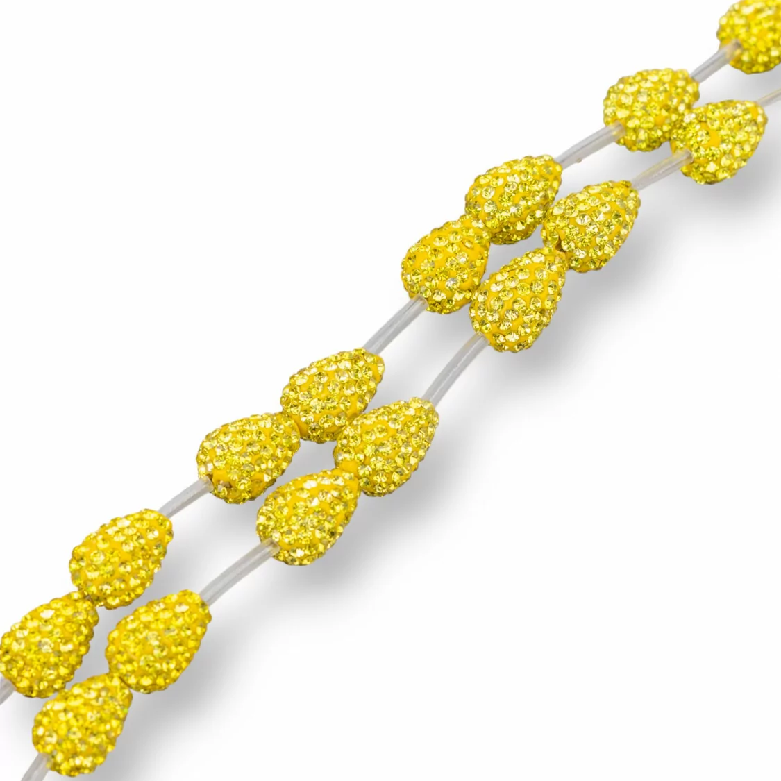 Perline A Filo Componente Di Marcasite Strass Gocce Briolette 12x16mm 14pz Giallo Fluo-PERLINE CON MARCASITE STRASS | Worldofjewel.com