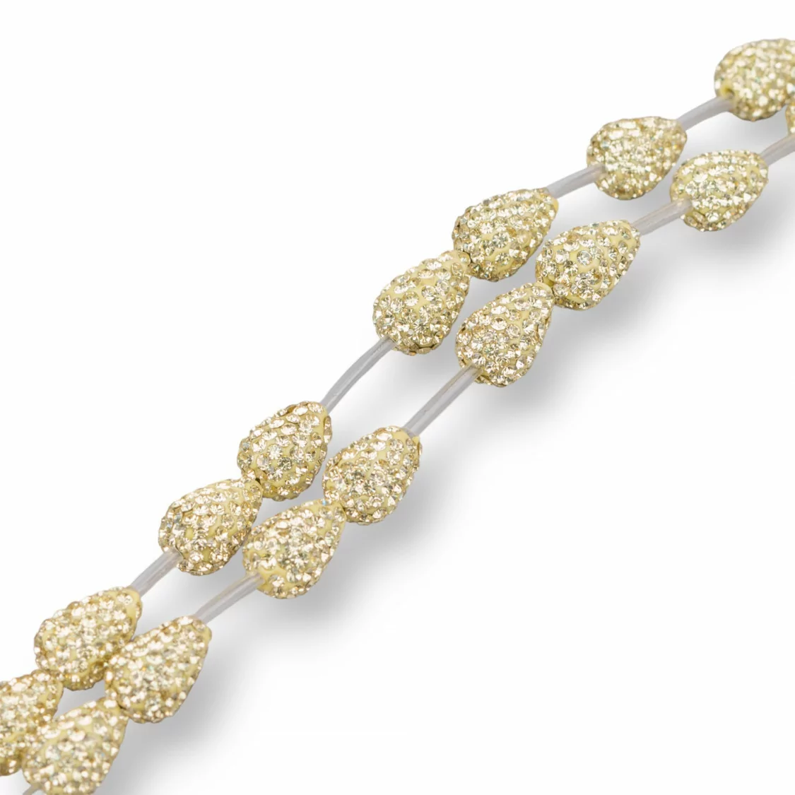 Perline A Filo Componente Di Marcasite Strass Gocce Briolette 12x16mm 14pz Giallo Pastello-PERLINE CON MARCASITE STRASS | Worldofjewel.com