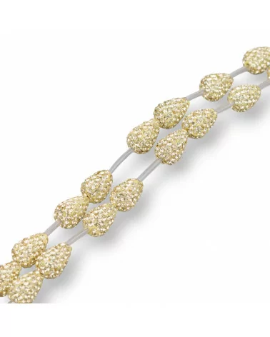 Perline A Filo Componente Di Marcasite Strass Gocce Briolette 12x16mm 14pz Giallo Pastello-PERLINE CON MARCASITE STRASS | Worldofjewel.com