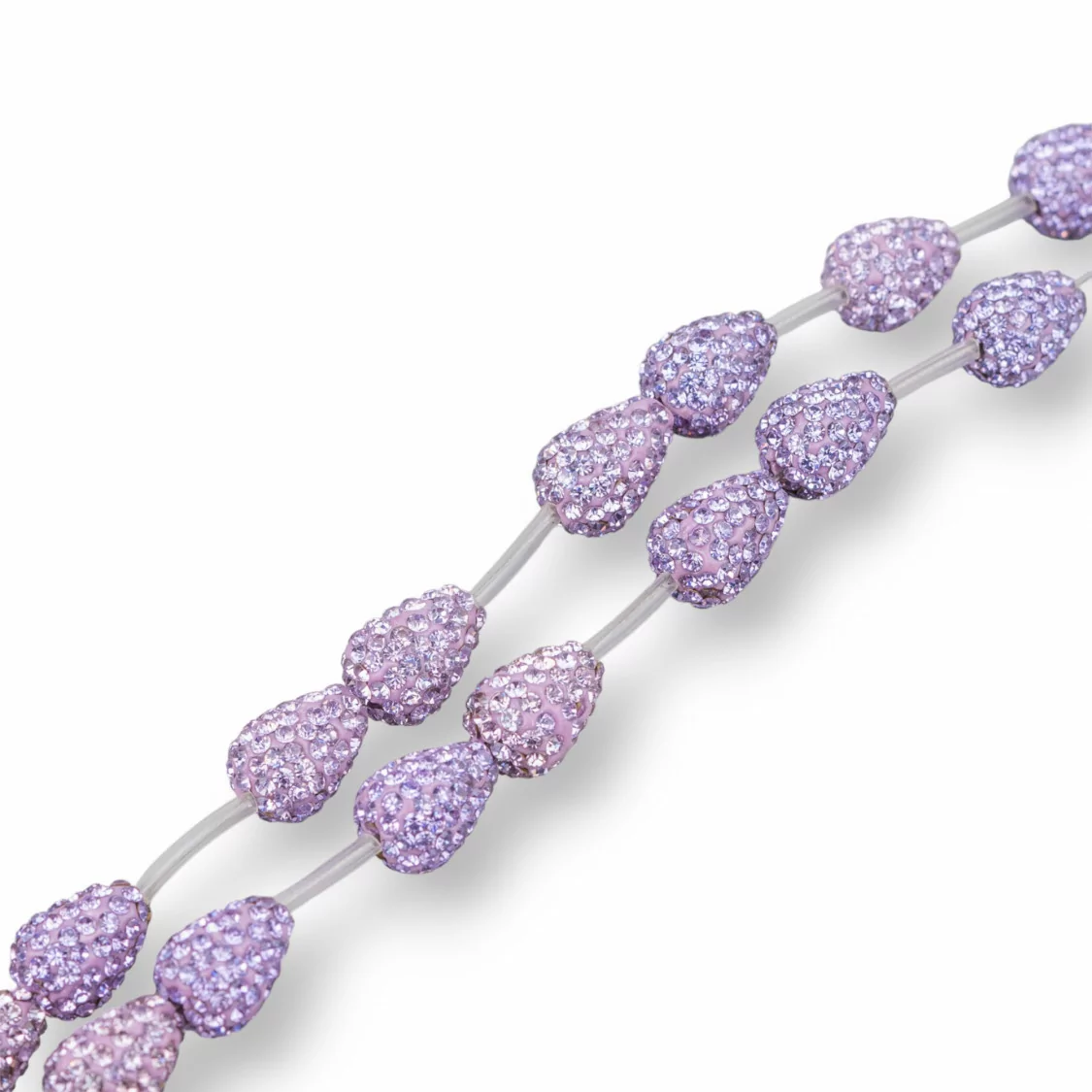 Perline A Filo Componente Di Marcasite Strass Gocce Briolette 12x16mm 14pz Lavanda-PERLINE CON MARCASITE STRASS | Worldofjewel.com