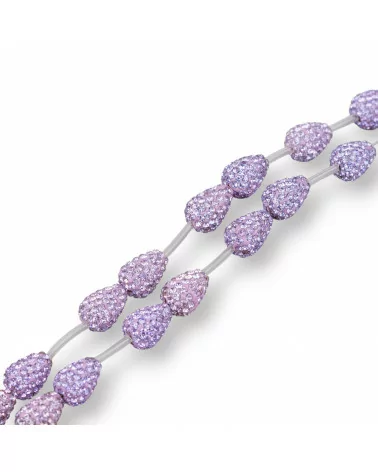 Perline A Filo Componente Di Marcasite Strass Gocce Briolette 12x16mm 14pz Lavanda-PERLINE CON MARCASITE STRASS | Worldofjewel.com