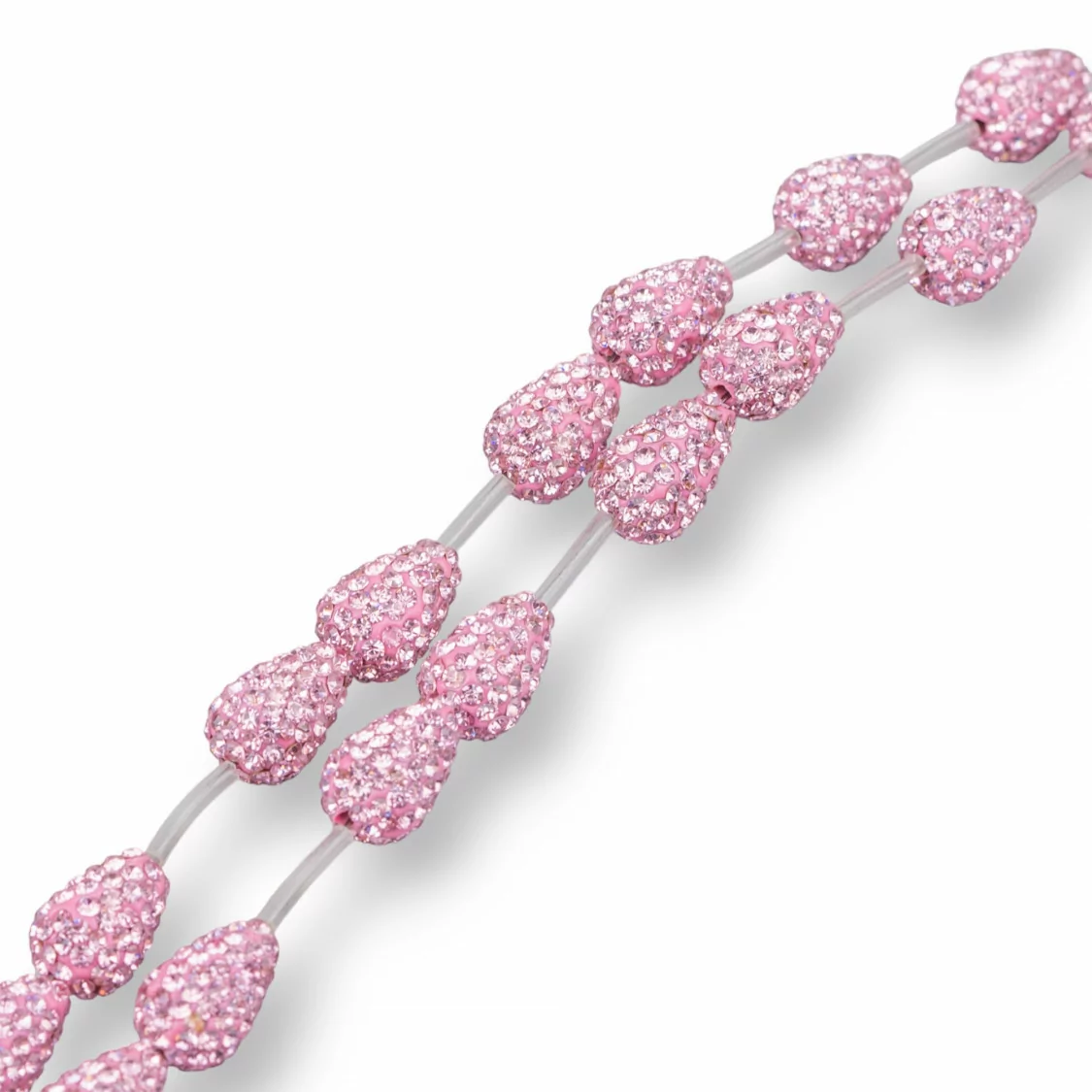 Perline A Filo Componente Di Marcasite Strass Gocce Briolette 12x16mm 14pz Rosa-PERLINE CON MARCASITE STRASS | Worldofjewel.com