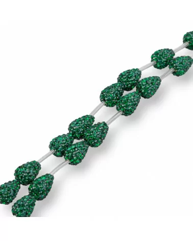 Perline A Filo Componente Di Marcasite Strass Gocce Briolette 12x16mm 14pz Verde Smeraldo-PERLINE CON MARCASITE STRASS | Worldofjewel.com