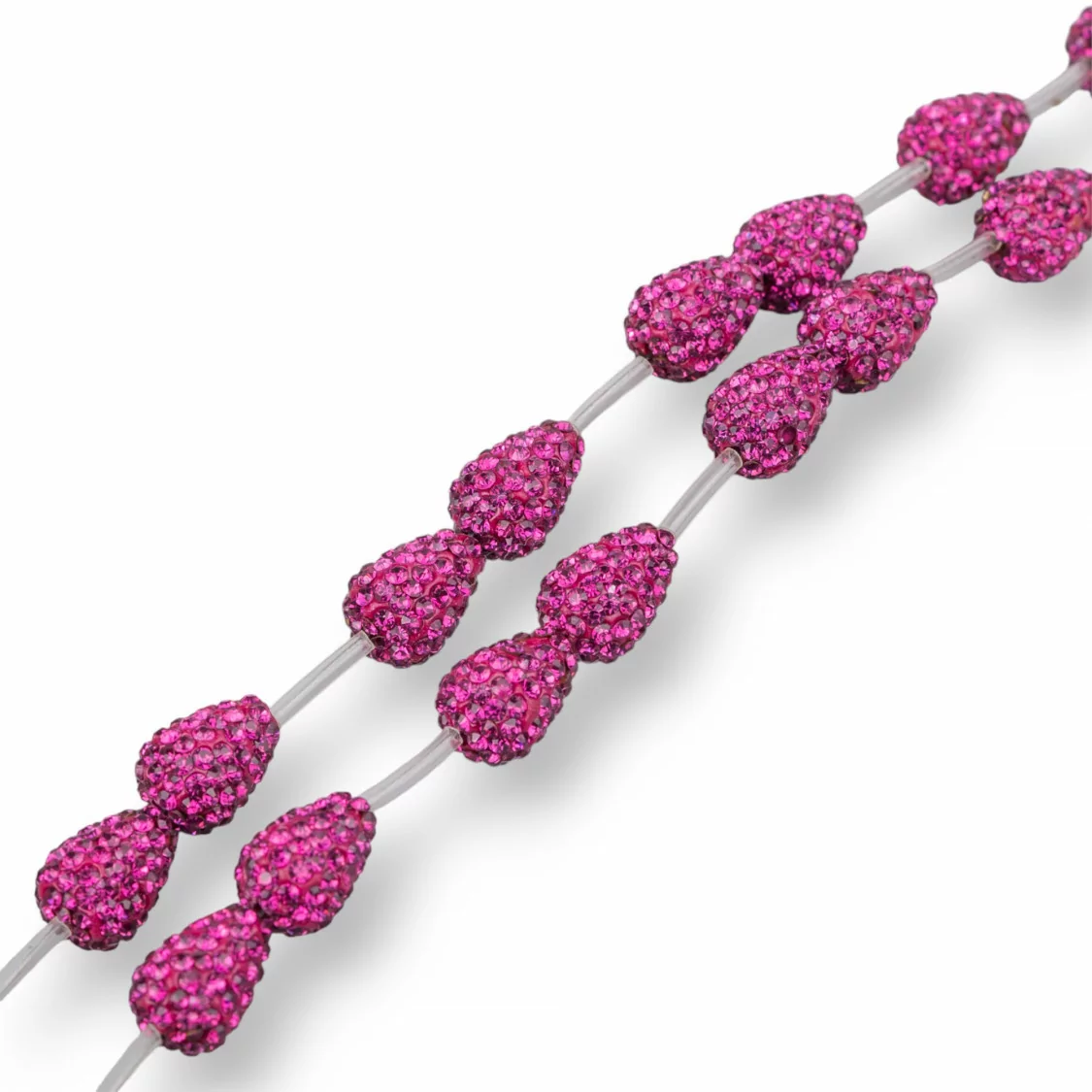 Perline A Filo Componente Di Marcasite Strass Gocce Briolette 12x16mm 14pz Viola Fucsia-PERLINE CON MARCASITE STRASS | Worldofjewel.com