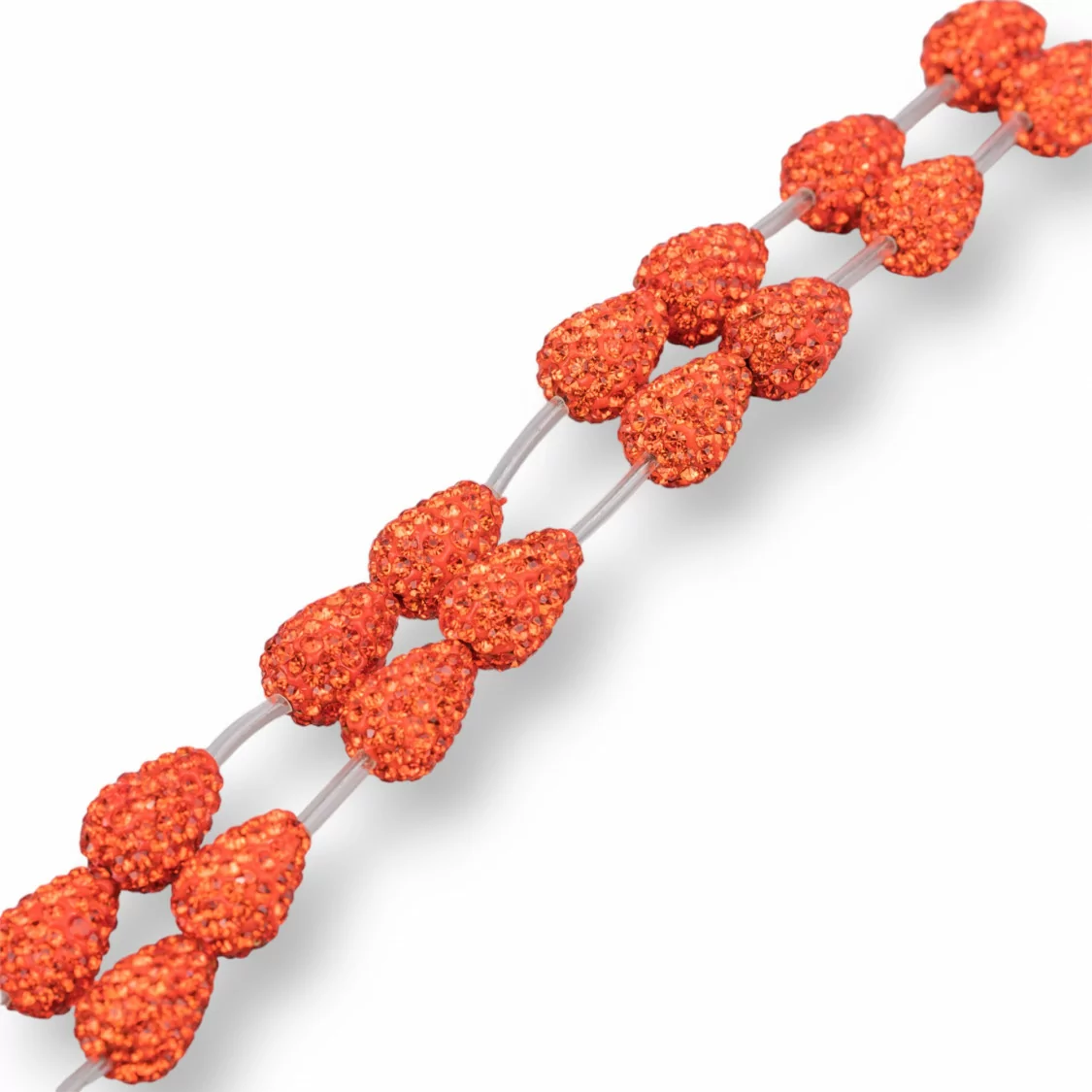 Perline A Filo Componente Di Marcasite Strass Gocce Briolette 12x16mm 14pz Arancio Intenso-PERLINE CON MARCASITE STRASS | Worldofjewel.com