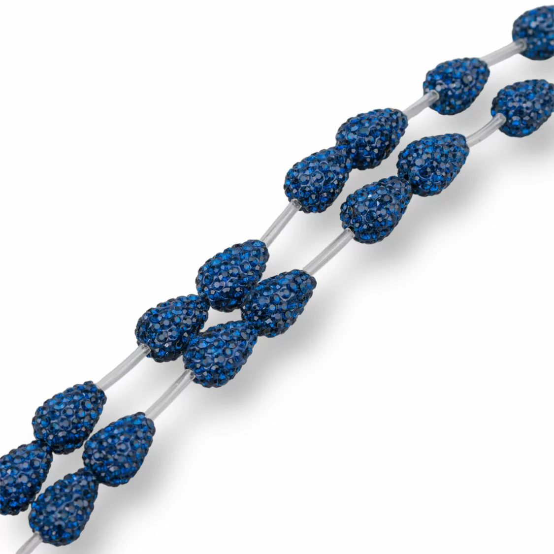 Perline A Filo Componente Di Marcasite Strass Gocce Briolette 12x16mm 14pz Blu Zaffiro-PERLINE CON MARCASITE STRASS | Worldofjewel.com