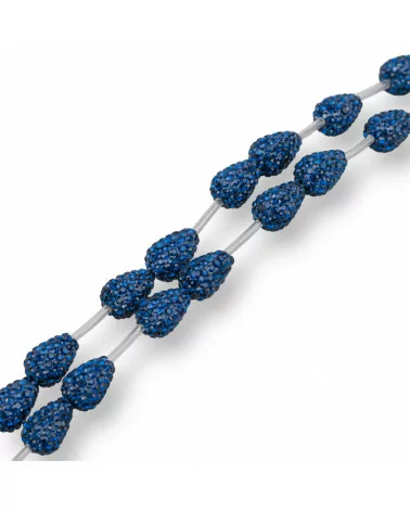 Perline A Filo Componente Di Marcasite Strass Gocce Briolette 12x16mm 14pz Blu Zaffiro-PERLINE CON MARCASITE STRASS | Worldofjewel.com