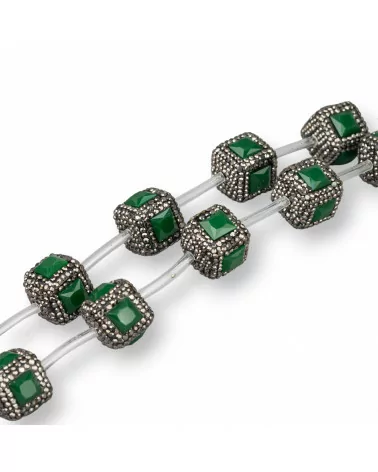 Perline a Filo Di Marcasite Strass Cubo Con Pietre 18mm 10pz Nero Verde Smeraldo-PERLINE CON MARCASITE STRASS | Worldofjewel.com