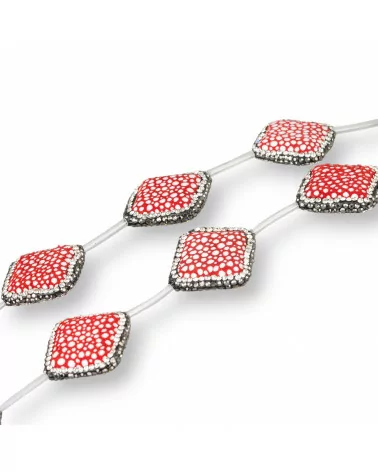 Perline A Filo Componente Di SnakeSkin Con Marcasite Strass Rombo 26mm 6pz Rosso-PERLINE SNAKE SKIN | Worldofjewel.com