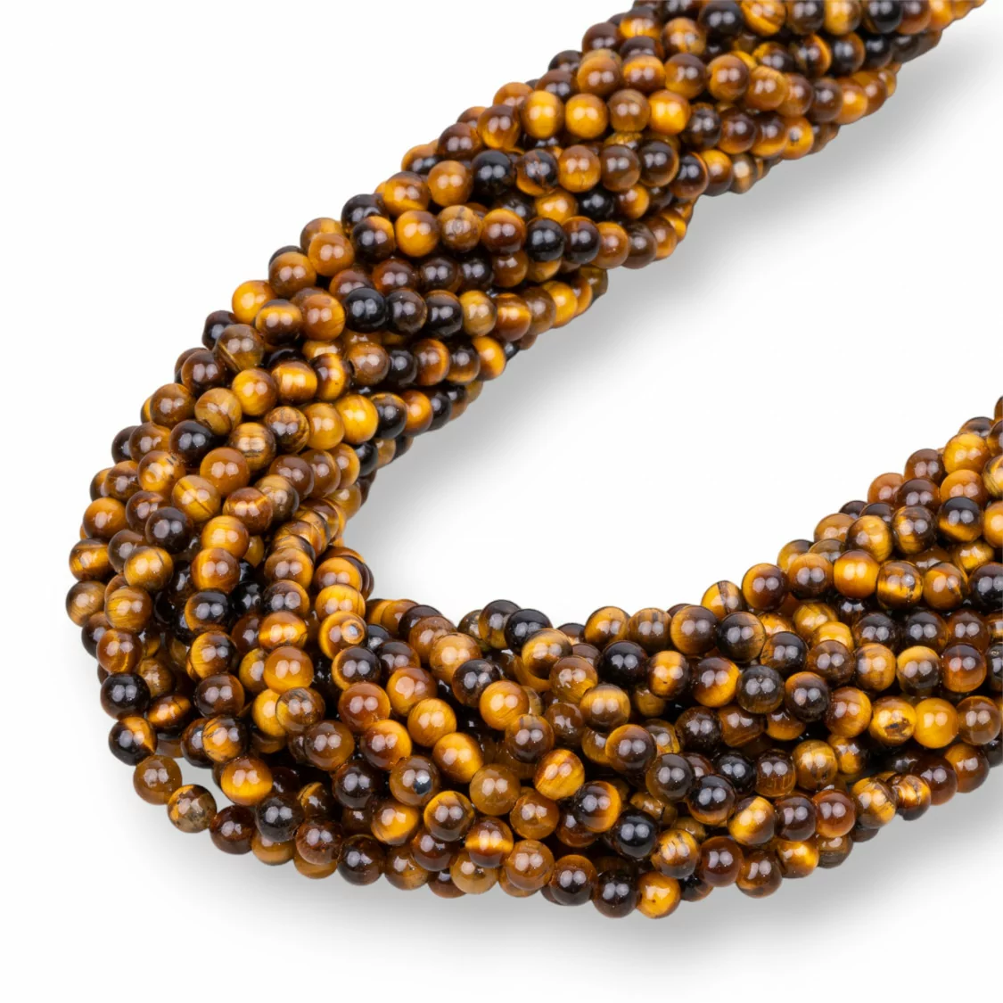 Occhio di Tigre Giallo Tondo Liscio 4mm-OCCHIO DI TIGRE GIALLO | Worldofjewel.com