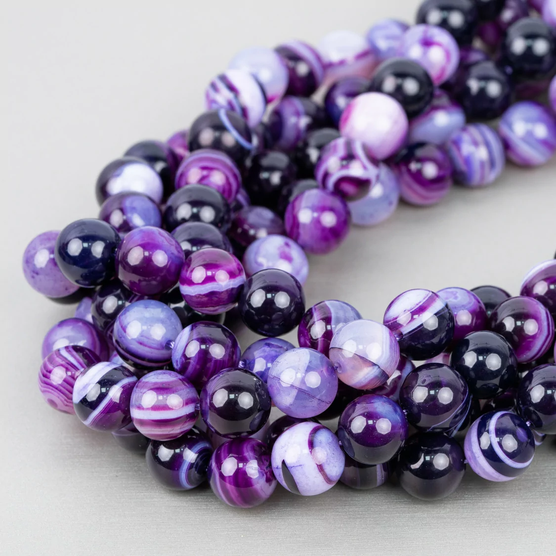 Agata Viola Striata Tondo Liscio 12mm-AGATA VIOLA | Worldofjewel.com