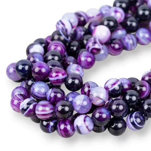 Agata Viola Striata Tondo Liscio 12mm-AGATA VIOLA | Worldofjewel.com