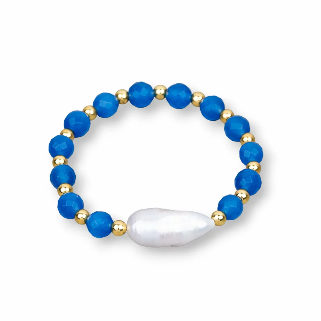 Bracciali Elasticizzato Di Perle Di Fiume Occhio Di Gatto E Ematite Blu-BRACCIALI DI PIETRE E PERLE | Worldofjewel.com