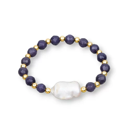 Pulseras Elásticas De Perlas De Río Ojo De Gato Y Hematites Morado