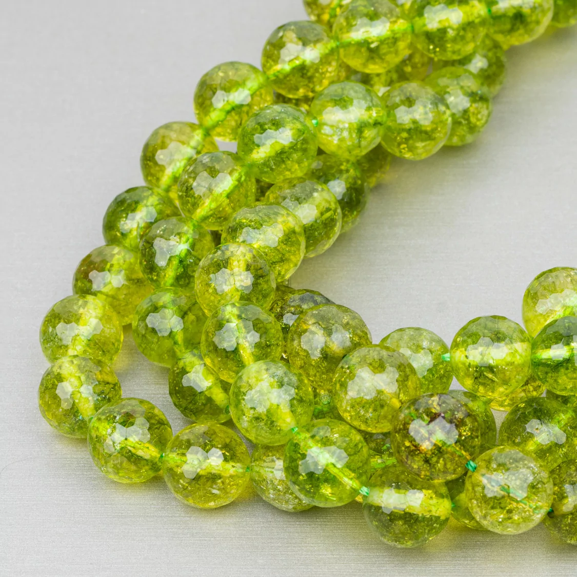 Cristallo Di Rocca Color Peridoto Perlina Tonda Sfaccettata 12mm-CRISTALLO DI ROCCA PERIDOTO | Worldofjewel.com