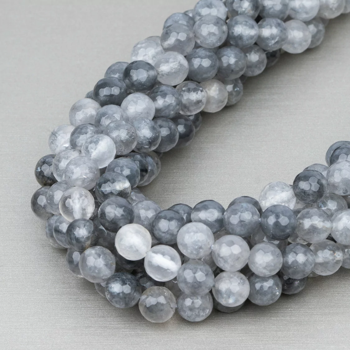 Quarzo Grigio Perlina Tonda Sfaccettata 8mm-QUARZO GRIGIO | Worldofjewel.com