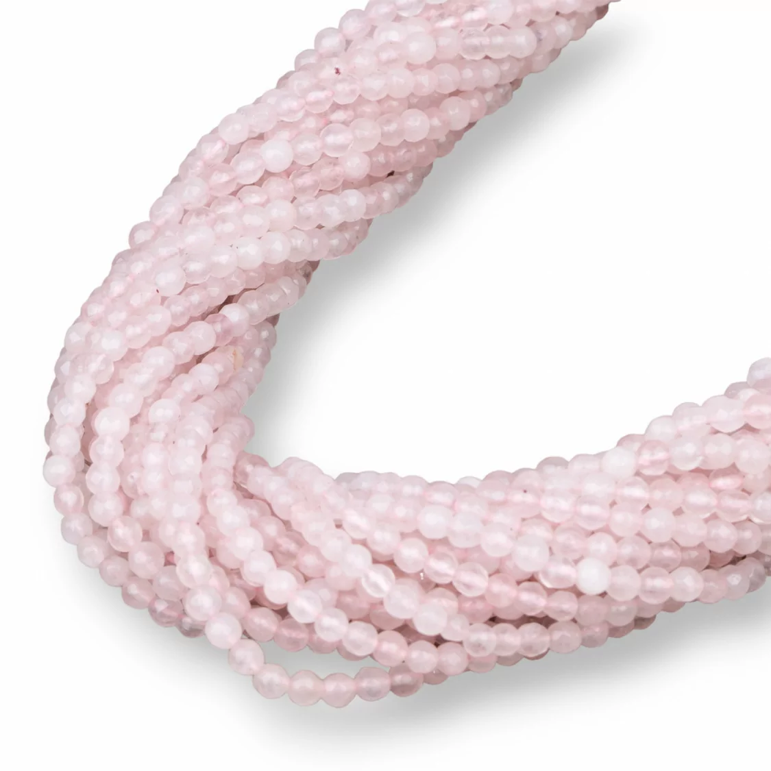 Quarzo Rosa Perlina Tonda Sfaccettata 3mm Milk-QUARZO ROSA | Worldofjewel.com