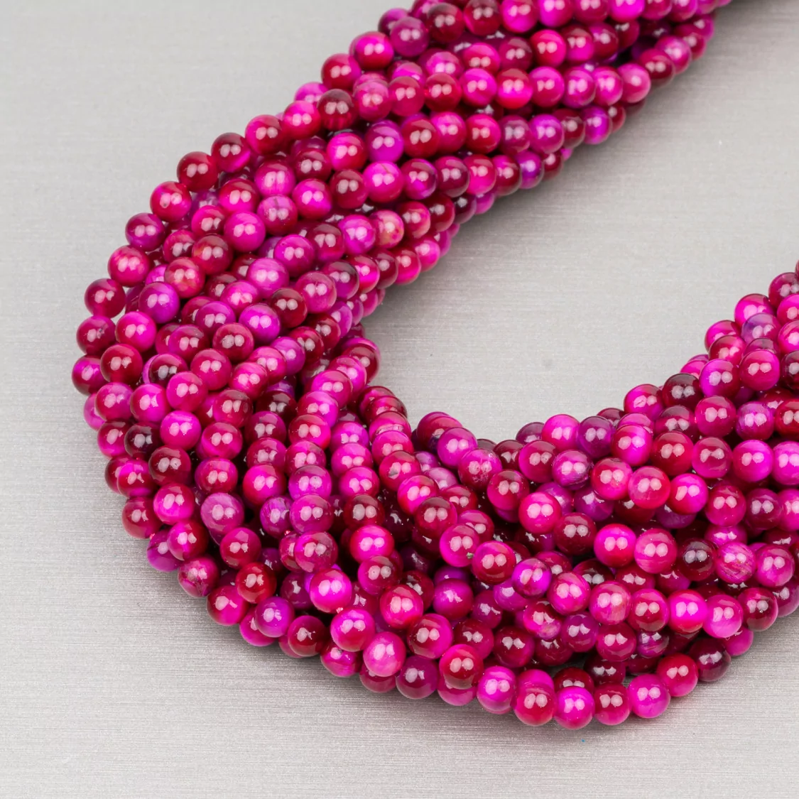 Occhio Di Tigre Fucsia Tondo Liscio 4mm-OCCHIO DI TIGRE FUCSIA | Worldofjewel.com