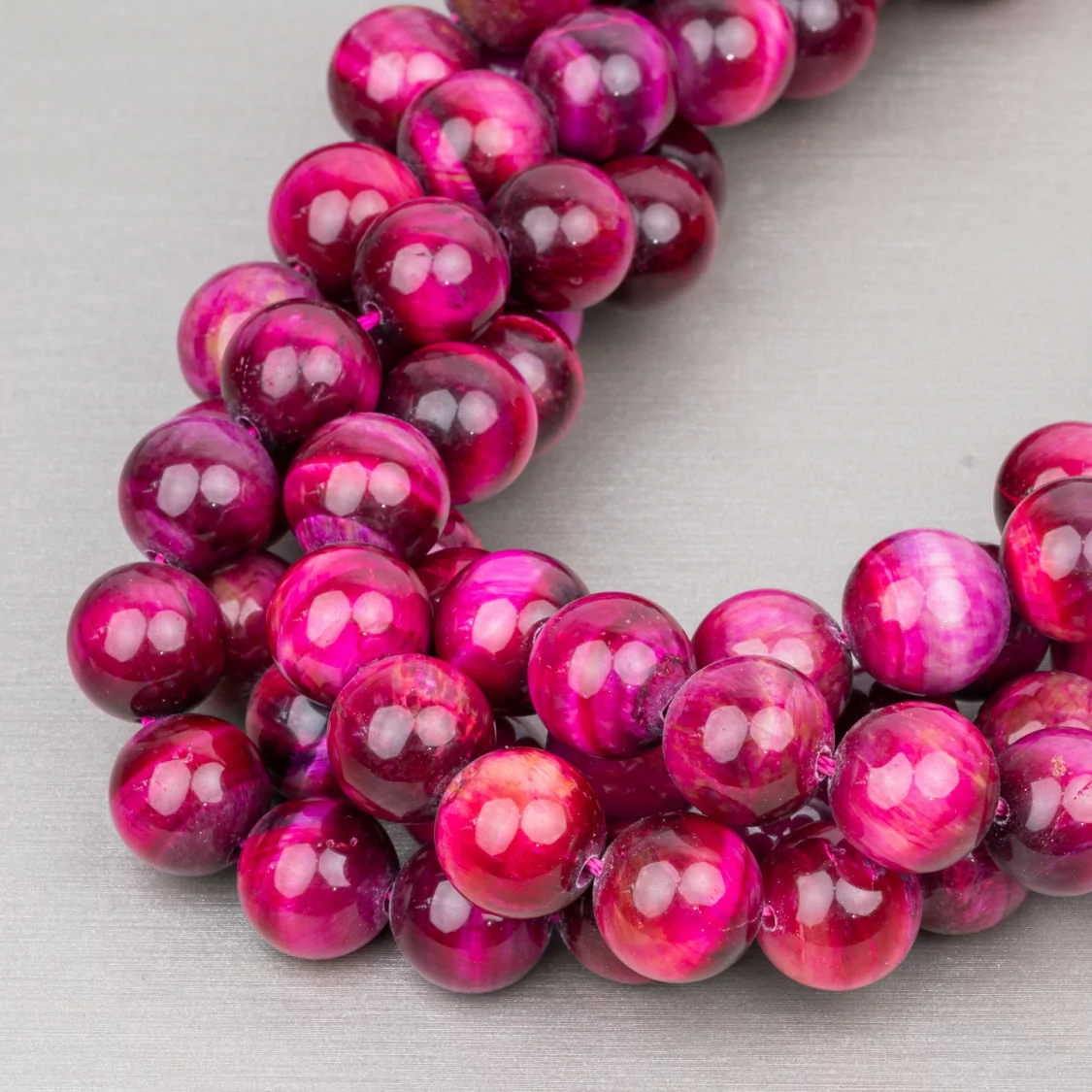 Occhio Di Tigre Fucsia Tondo Liscio 10mm-OCCHIO DI TIGRE FUCSIA | Worldofjewel.com